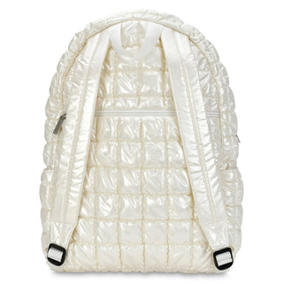 IScream Pearl White Shiny Puffer Backpack