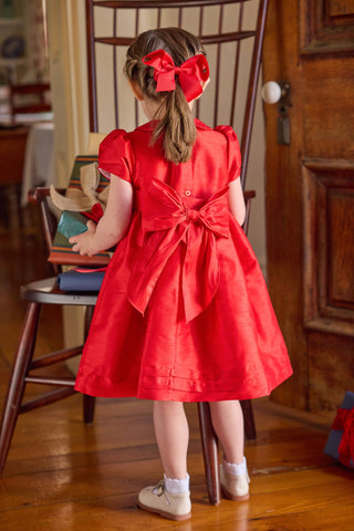 Little English red Peter Pan Formal Dress with bow sash