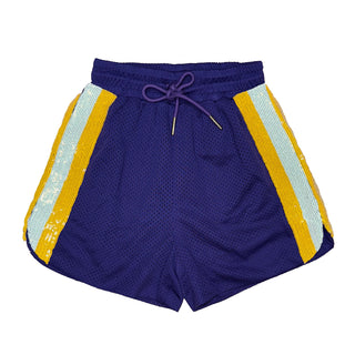 Belle Cher Purple & Gold Sequin Shorts