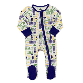 Belle Cher All Things Mardi Gras Zipper Footie