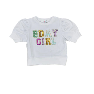 Lulu Bebe White Birthday Sequin s/s Sleeve Shirt