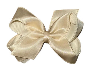 Wee Ones Medium Jewel Satin with Grosgrain Overlay Hair Bow