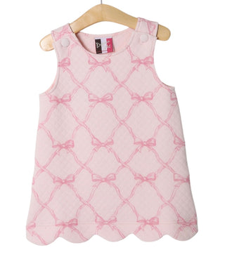 Dainty Bows Pink Quilted A-Line Dress