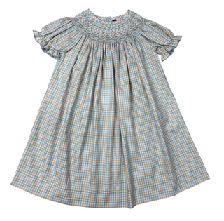 Fall Gingham Smocked Geo Bishop Dress