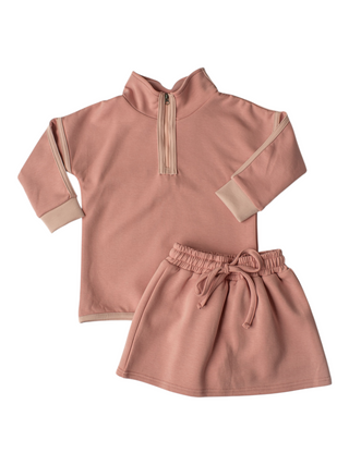 Celina 2Pc Quarter Zip Skort Set - Mauve