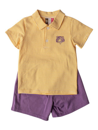 Banana Split Purple/Gold Tiger Boys Short Set