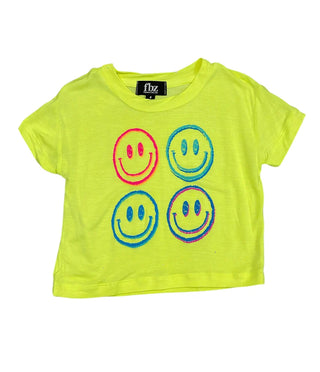 Flowers by Zoe Neon Yellow Smiley Top
