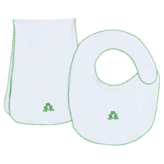 Little English Pinpoint Bib n' Burp Set- Frog