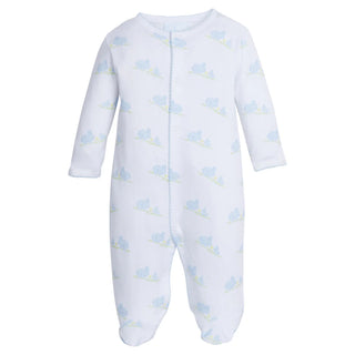 Little English Printed Footie Blue Bunnies