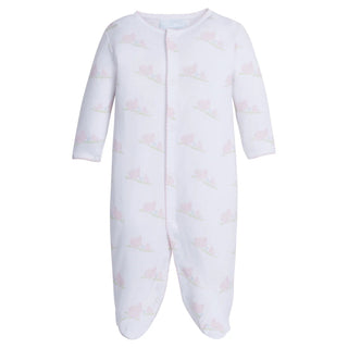 Little English Printed Footie Pink Bunnies