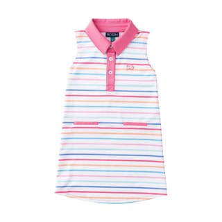 Prodoh Girls Sleeveless Pro Performance Polo Dress Sunset Stripe