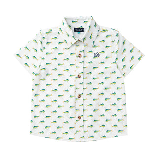 Prodoh Boys Short Sleeve Button Down Shirt Mahi Mahi Print