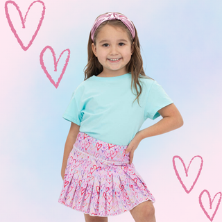 Azarhia Mini Pleated Skort - Heart Collage