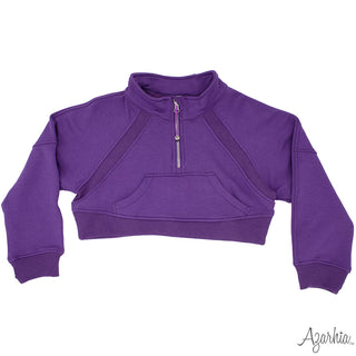 Azarhia Oversized Quarter Zip Cropped Sweatshirt