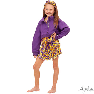 Azarhia Oversized Quarter Zip Cropped Sweatshirt