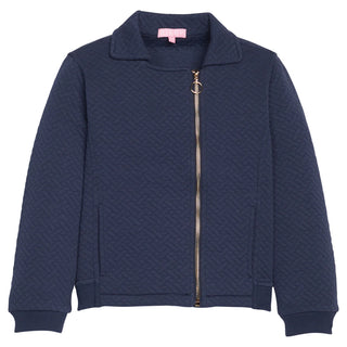 Quilted Moto Jacket - Navy Trelli