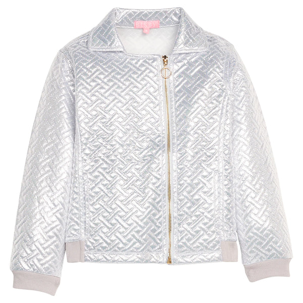 Bisby Quilted Moto Jacket- Silver