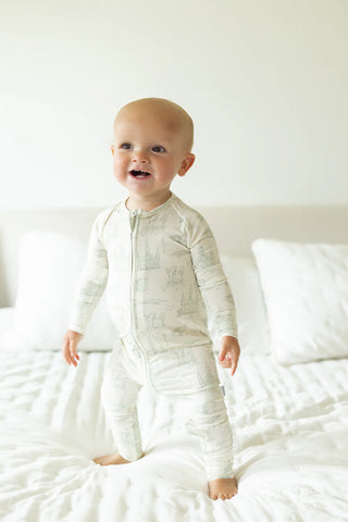 Southern Slumber- Sage Toile Bamboo Double Zipper Sleeper