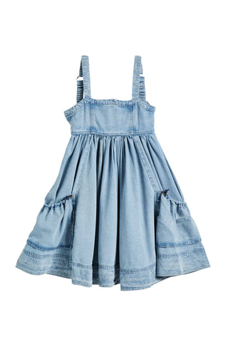 Tractr Soft Chambray Cargo Strap Dress