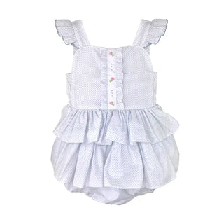 Petit Ami Blue Polka Dot Ruffled Rosette Bubble