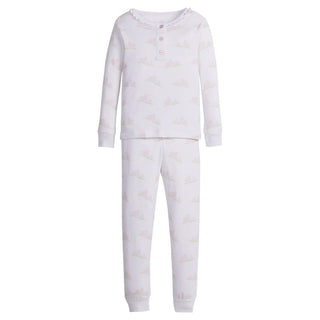 Little English Printed Ruffled Jammies Pink Bunnies