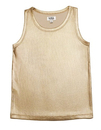 Mia Metallic Gold Tank Top