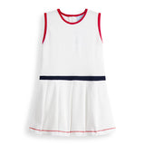 Bella Bliss Celeste Dress - White Pique with Red/Navy Trim