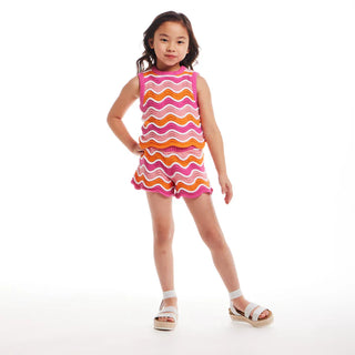 Andy & Evan Rainbow Crochet Scallop Top and Short Set