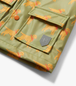 Boys Camping Puppy Button-Up Rain Jacket