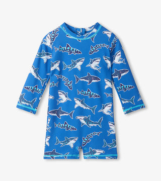 Hatley Patterned Sharks One Piece Rash Guard