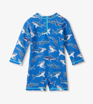 Hatley Patterned Sharks One Piece Rash Guard