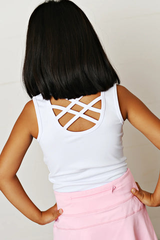 Swoon Baby White Tank Top with Criss Cross Back