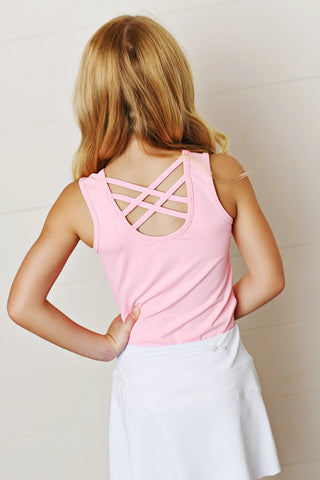 Swoon Baby Pink Tank Top with Criss Cross Back