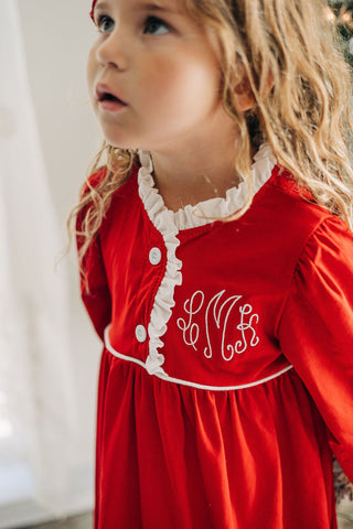 Sugar Bee red ruffle nightgown, additional view