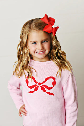 Swoon Kids Red Bow Sweater