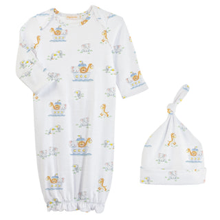 Baby Club Chic Noah's Ark Blue Gown and Hat Set