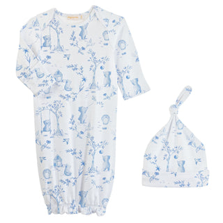 Baby Club Chic Toile De Jouy Blue Gown and Hat Set
