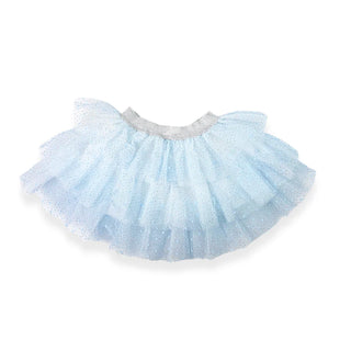 Doe A Dear White/Blue Dot Mesh Trim Tee & Tiered Tutu 2Pc Set