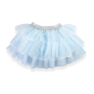 Doe A Dear White/Blue Dot Mesh Trim Tee & Tiered Tutu 2Pc Set