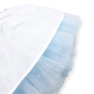 Doe A Dear White/Blue Dot Mesh Trim Tee & Tiered Tutu 2Pc Set