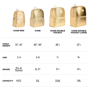 State Backpack - Kane Kids Travel - Metallic 3D Hearts