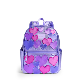 State Backpack - Kane Kids Double Pocket - Metallic 3D Hearts