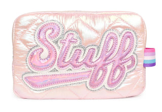 OMG! Accesssories Pink Stuff Quilted Metallic Puffer Pouch