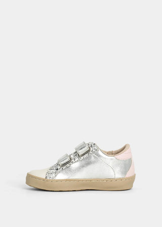 Kids Silver Sparkle Sunny Mini Tennis Shoes