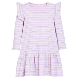 Bisby Sadie T-Shirt Dress - Lavender Sparkle Stripe