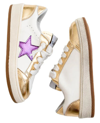 ADULT  Purple & Gold Metallic Star Sneakers