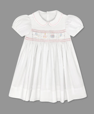 Lullaby Set Ruth Ribbon Dress - Blessings White, Pleasant Pink