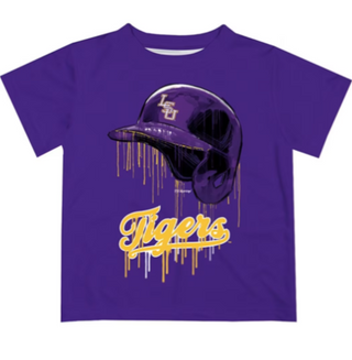 Tigers Baseball Dripping Helmet Purple Tee Shirt