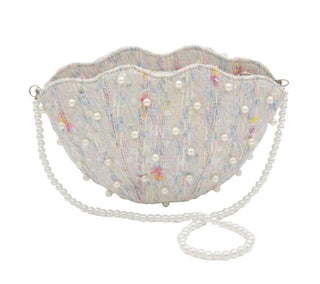 Bari Lynn Linen Pearl Seashell Bag