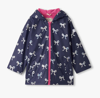 Girls Foil Bows Zip-Up Lightweight Rain Jacket